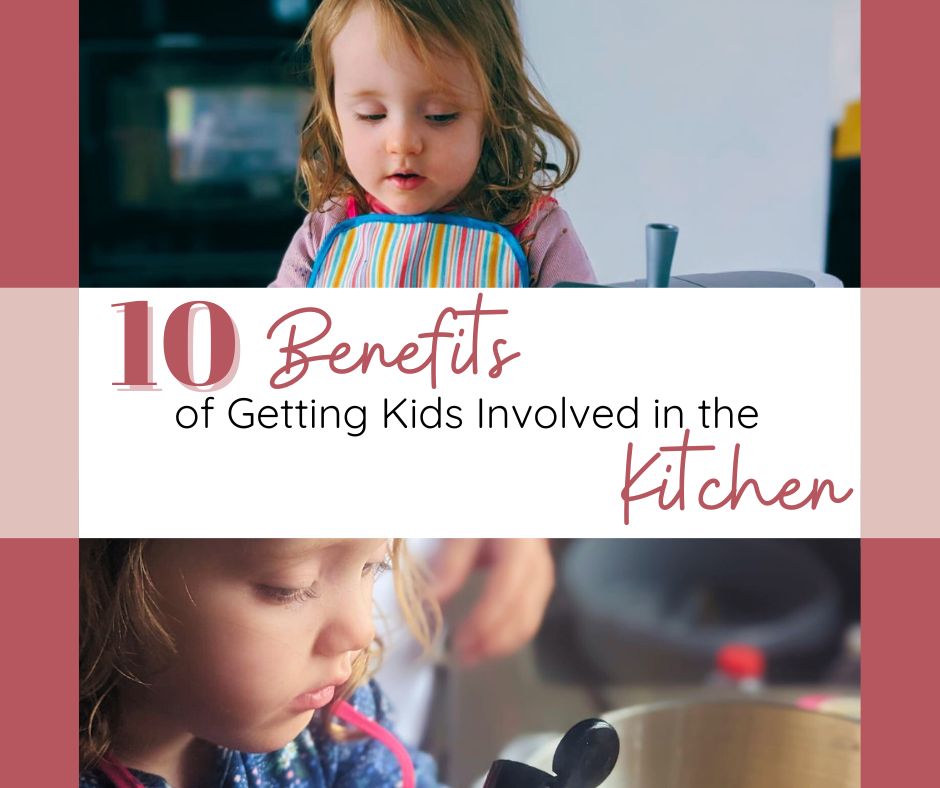 10 benefits of getting kids involved in the kitchen. Thea using kenwood play pretend kitchen food mixer. Thea making pancakes